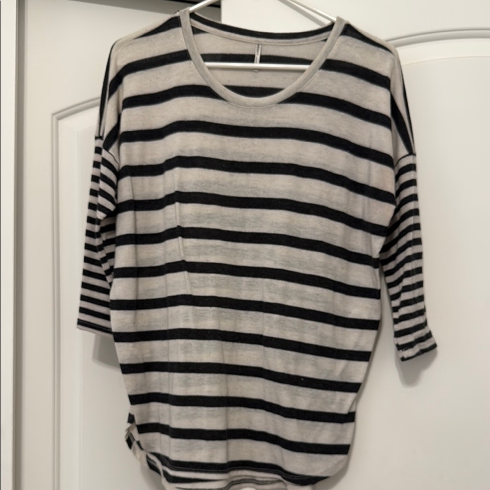 Tresics Black and White Striped Top